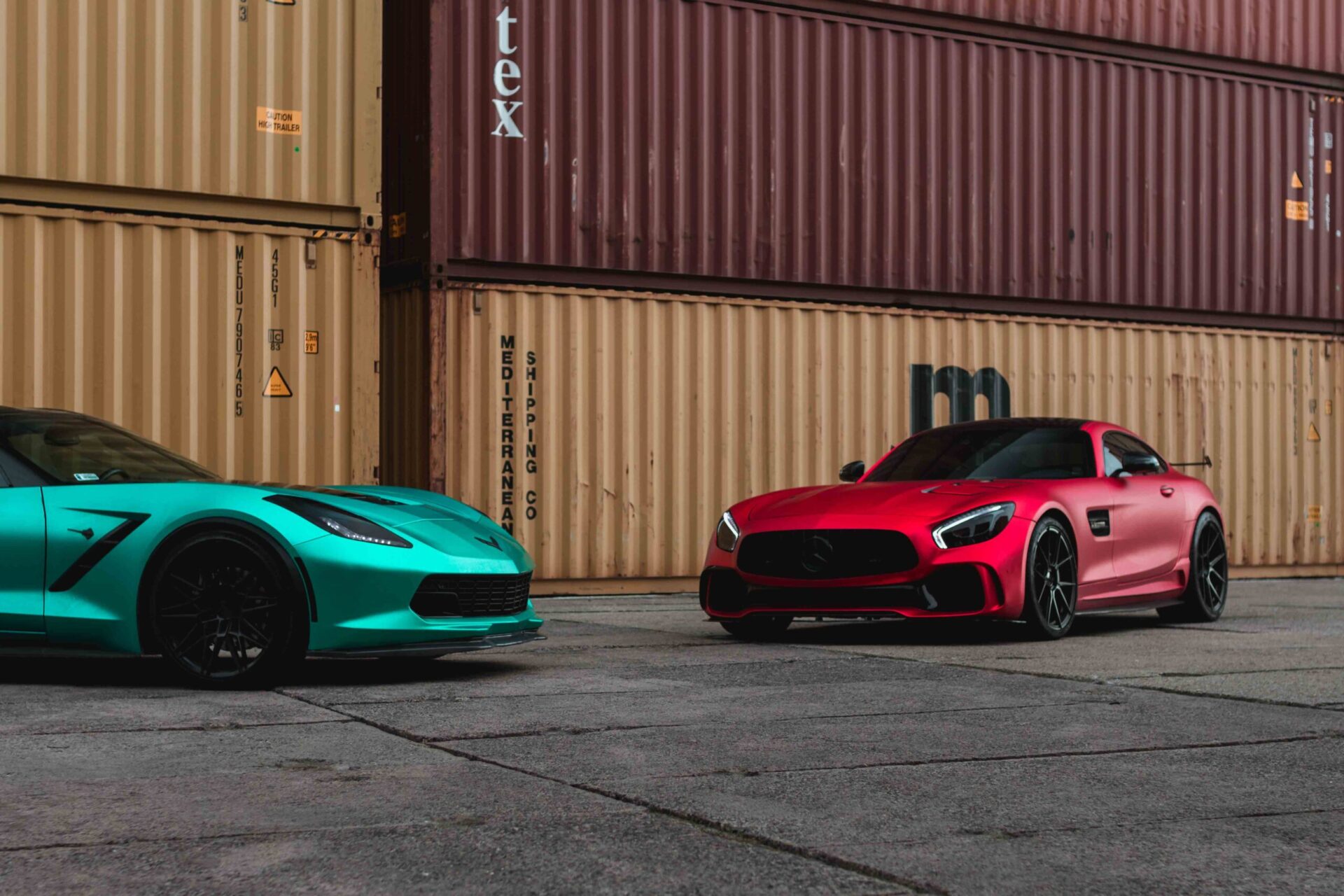 Supercar photoshoot on a container depot in Gdynia