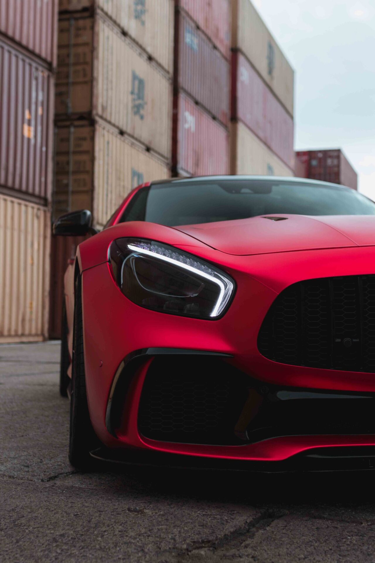Supercar photoshoot on a container depot in Gdynia