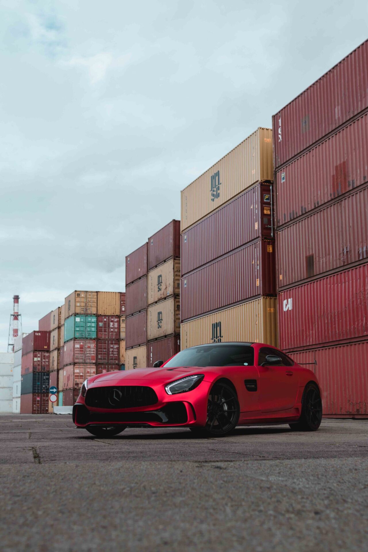 Supercar photoshoot on a container depot in Gdynia