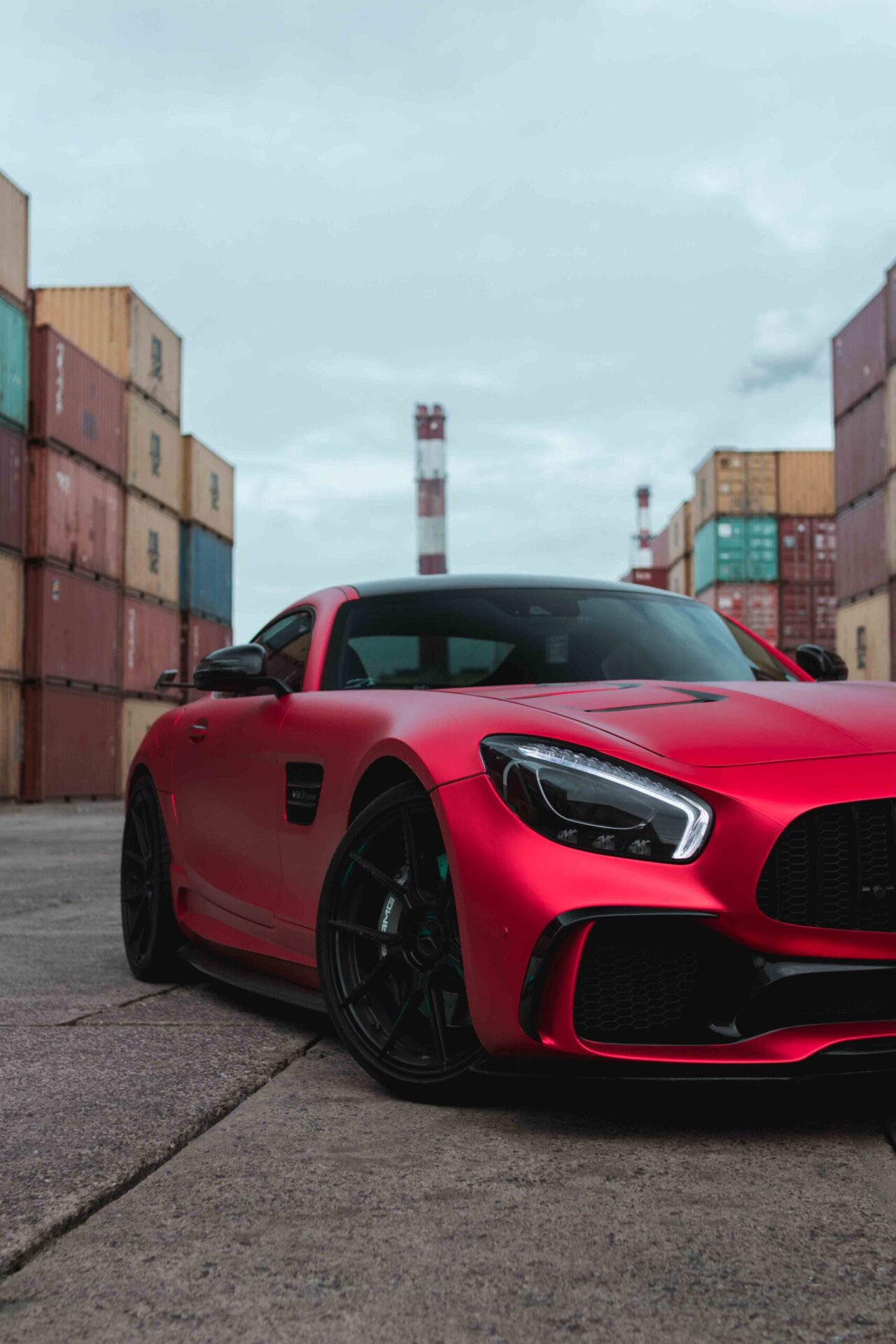 Supercar photoshoot on a container depot in Gdynia