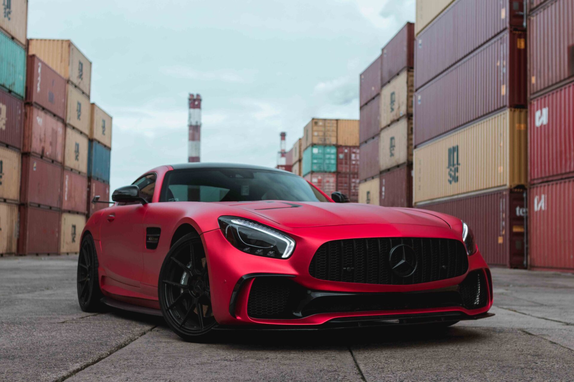 Supercar photoshoot on a container depot in Gdynia
