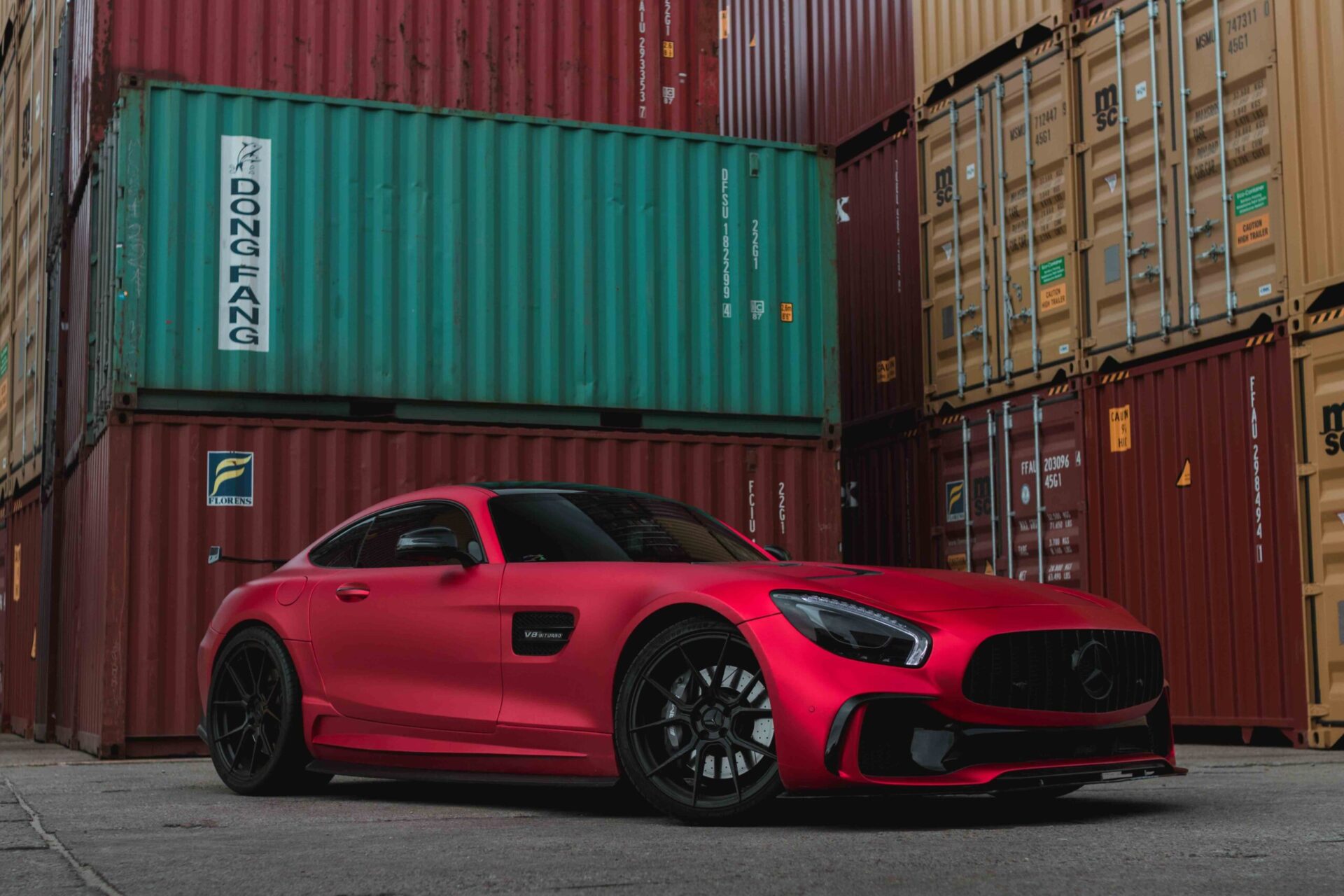 Supercar photoshoot on a container depot in Gdynia