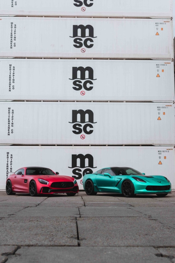 Supercar photoshoot on a container depot in Gdynia