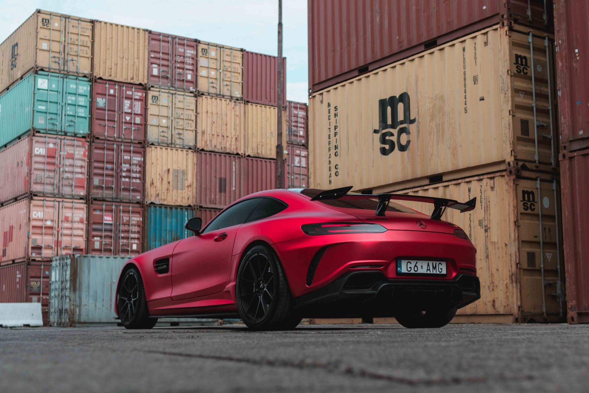 Supercar photoshoot on a container depot in Gdynia