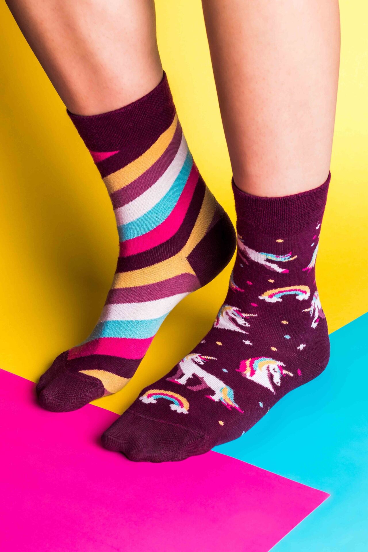 Colorfull socks in professional studio photoshoot