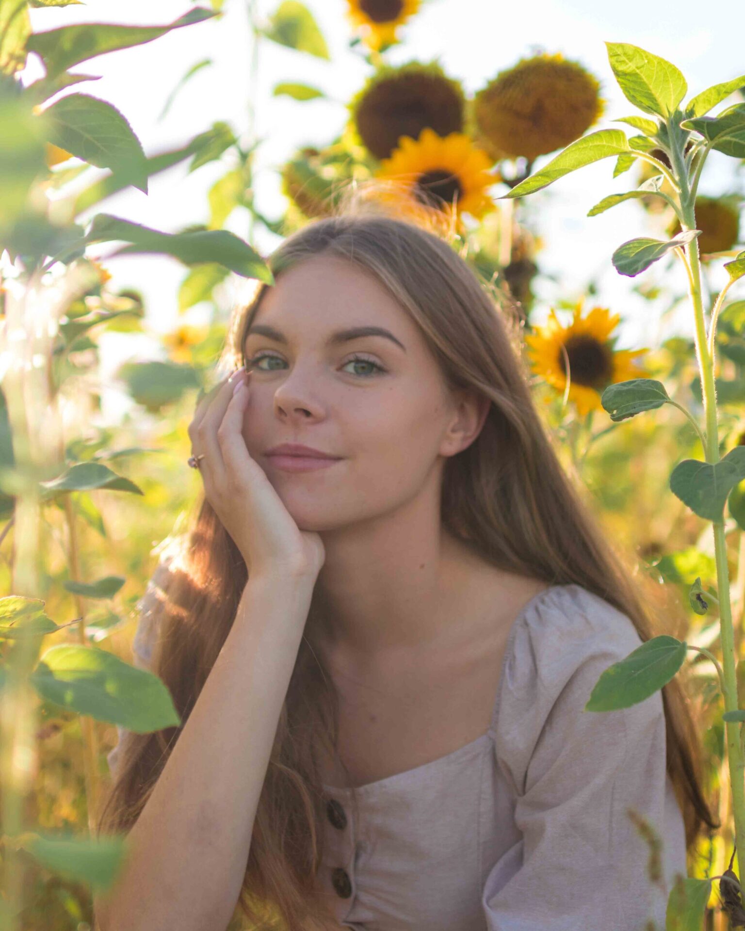 Sunflower portrait photoshoot
