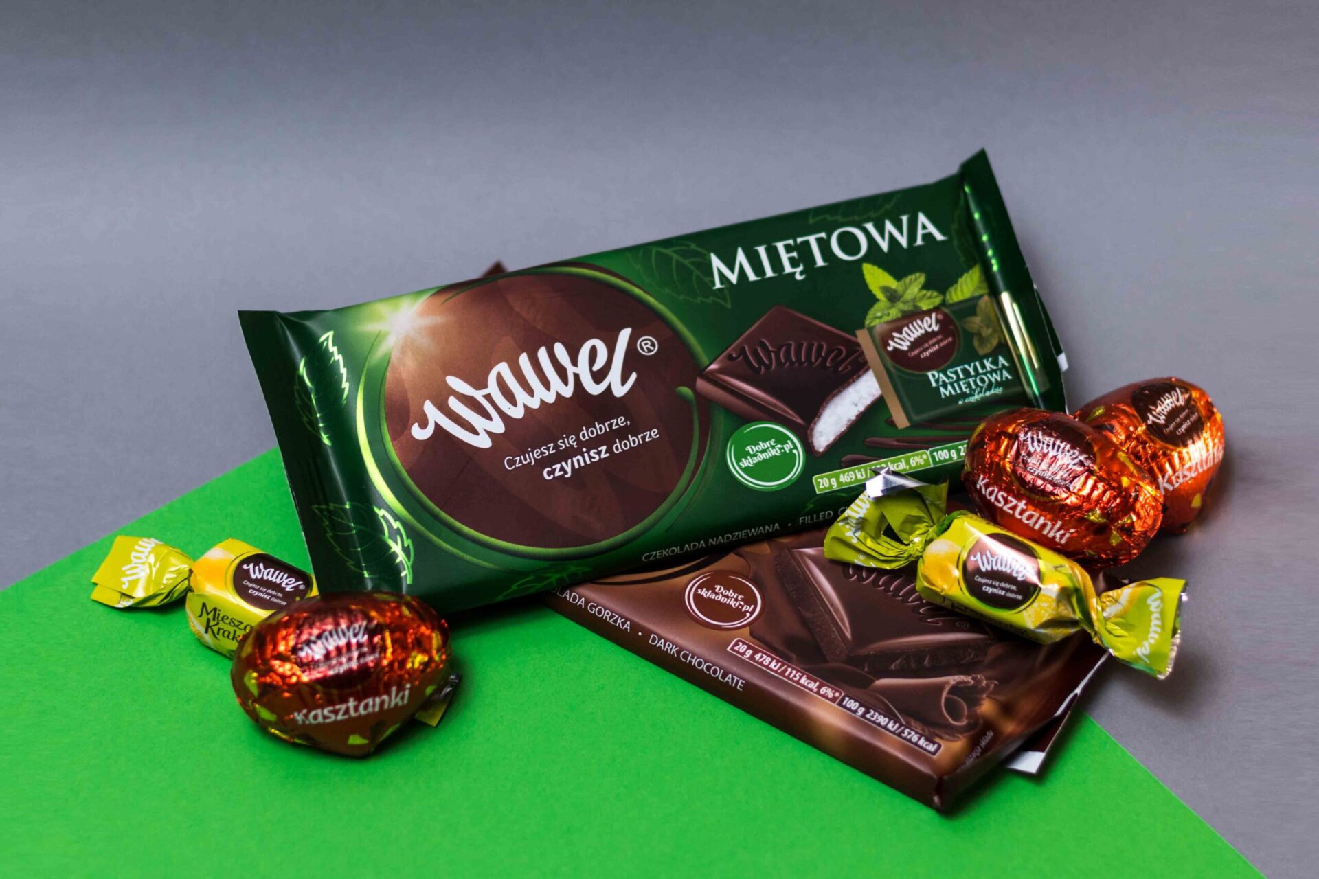 Sweets and chocolate in a studio photoshoot