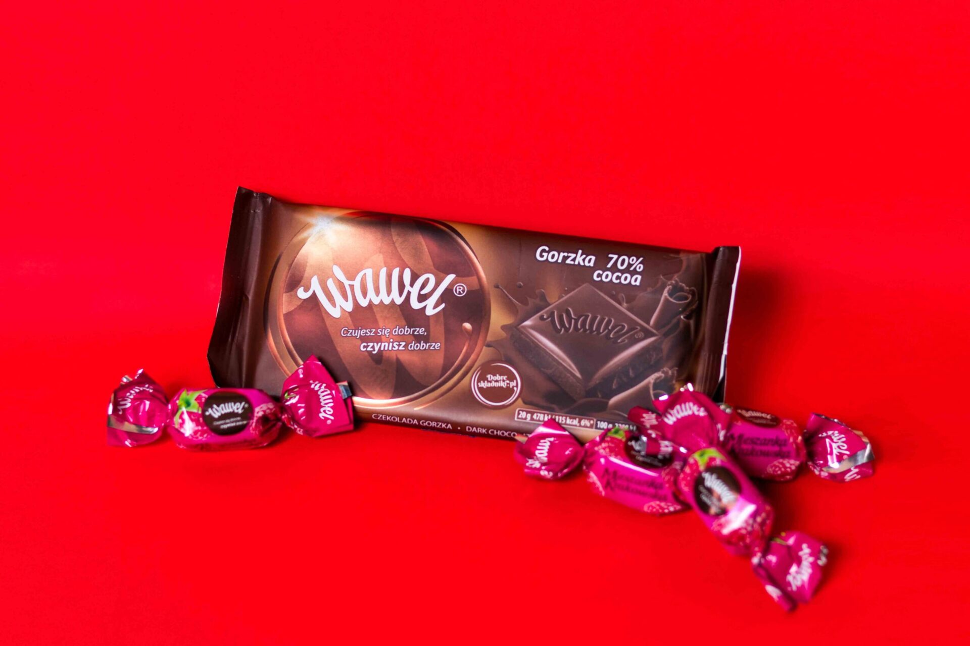 Sweets and chocolate in a studio photoshoot