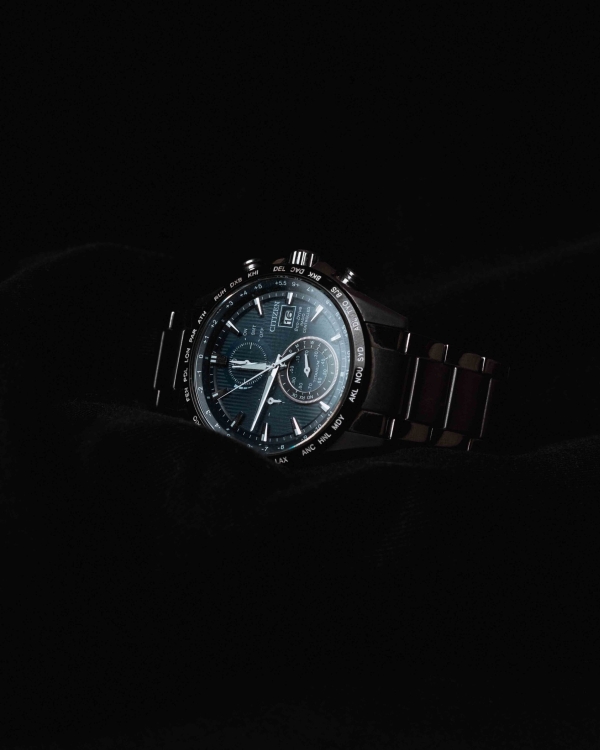 Elegant hand watch in a professional studio photoshoot