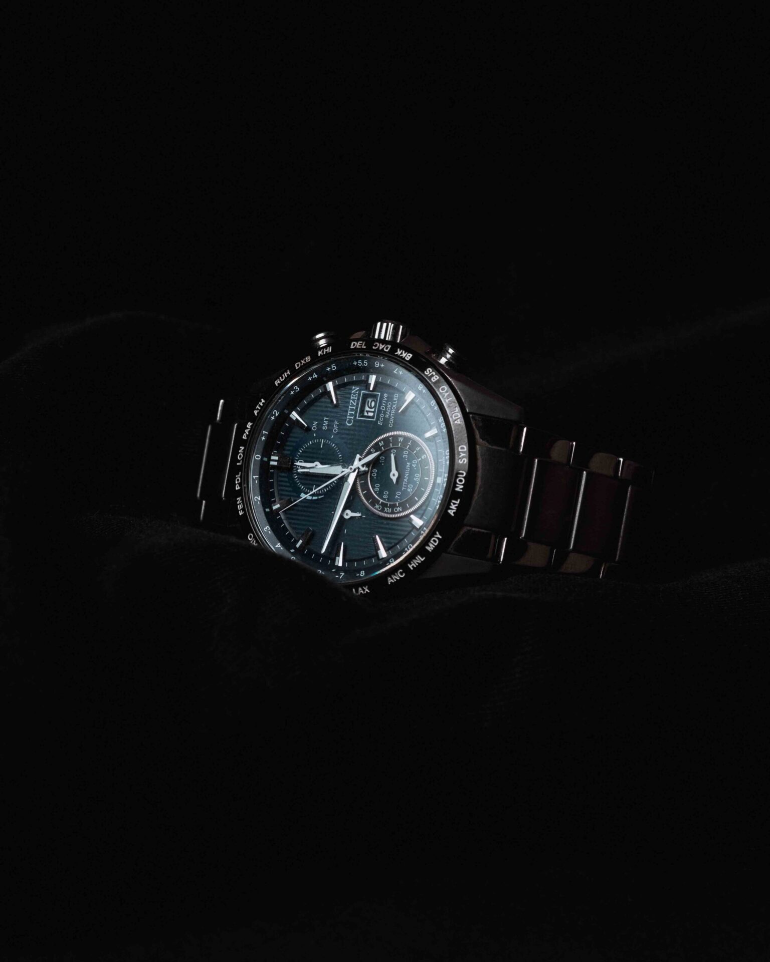 Elegant hand watch in a professional studio photoshoot