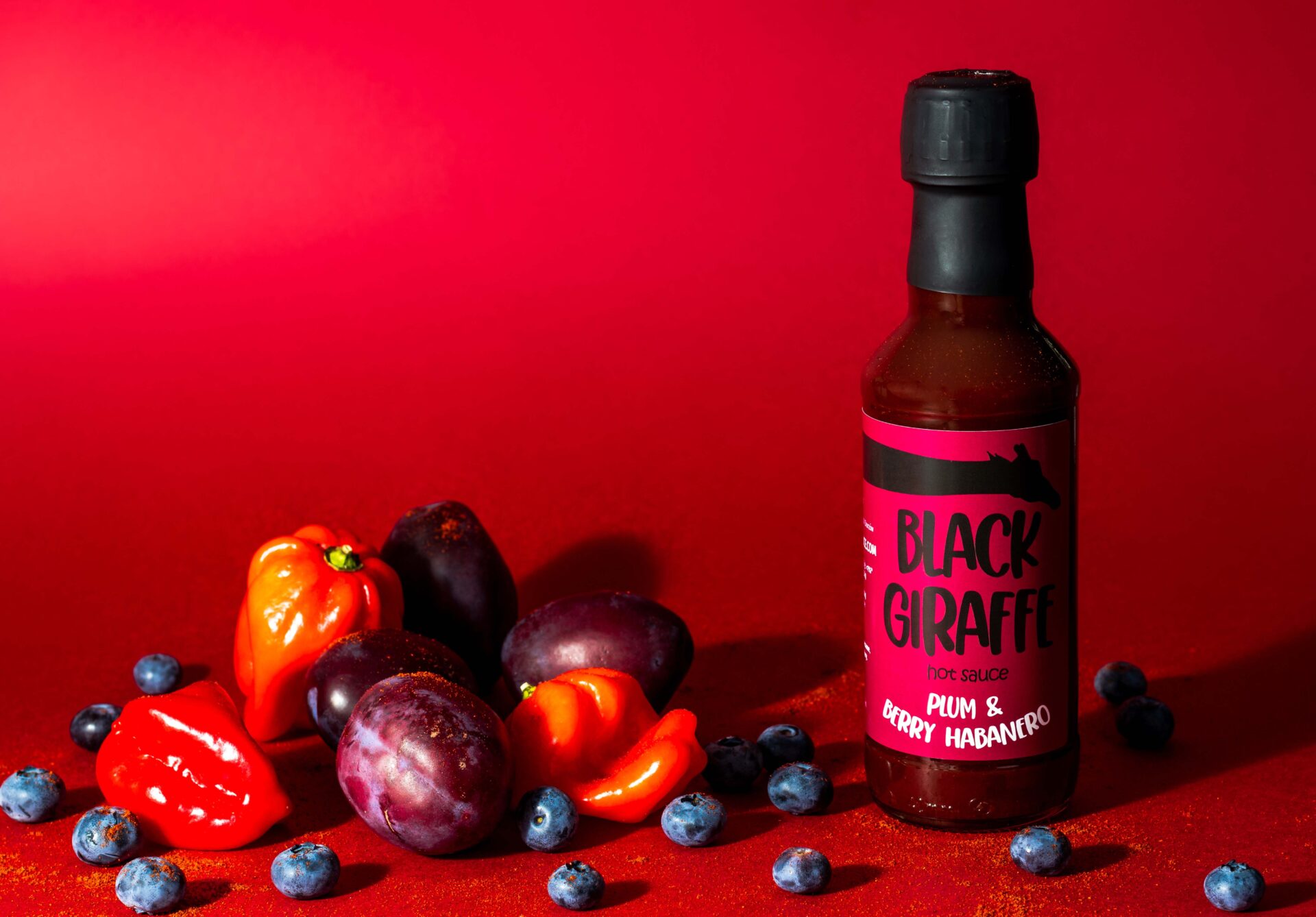 Black Giraffe hot sauce, product photography