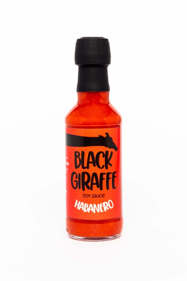 Black Giraffe hot sauce, product photography