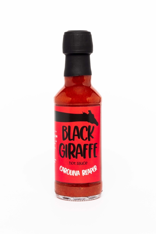 Black Giraffe hot sauce, product photography